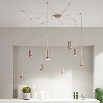Modern Chandelier in Powder Coated Aluminum and Adjustable Cable - Buxus Viadurini