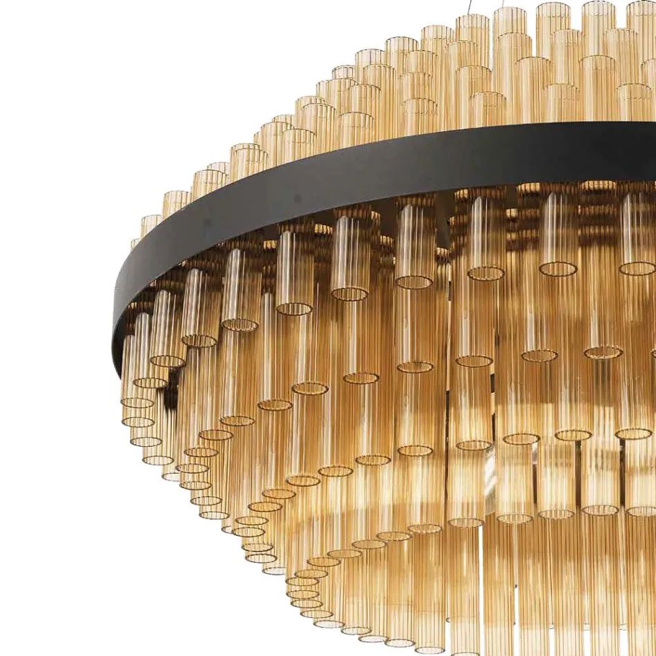 Modern Blown Glass and Metal Chandelier Italian Craftsmanship - Maesta Viadurini