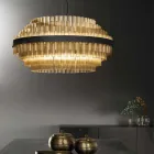 Modern Blown Glass and Metal Chandelier Italian Craftsmanship - Maesta Viadurini