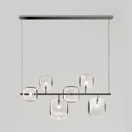 Horizontal Chandelier in Metal and Transparent Pyrex Glass - Iperspazio Viadurini