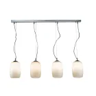 Four-Light Chandelier on a Linear Bar in Blown Glass Made in Italy - Soffio Viadurini
