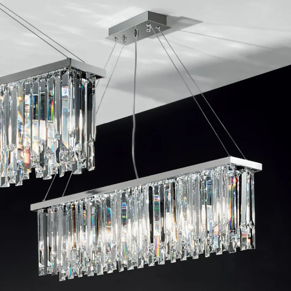 Classic Luxury Suspended Chandelier in Metal and Cut Crystal - Zolando Viadurini