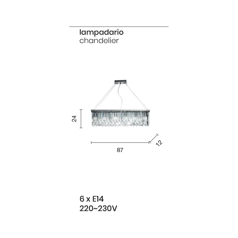 Classic Luxury Suspended Chandelier in Metal and Cut Crystal - Zolando Viadurini