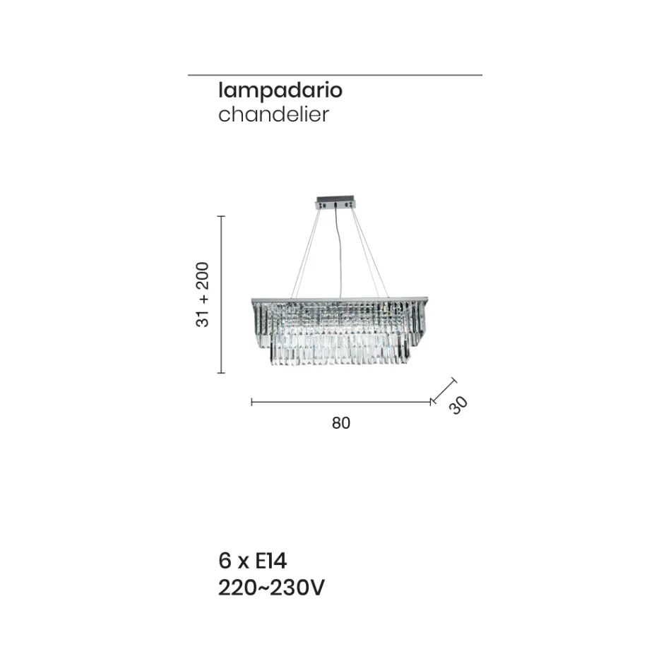 Classic Suspended Chandelier Metal and Luxury Cut Crystal - Mirielle Viadurini