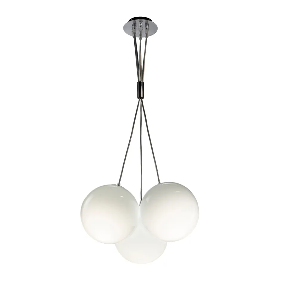 Three-Light Suspended Chandelier in Cased Glass Made in Italy - Althea Viadurini