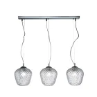 Three-Light Linear Bar Chandelier in Venetian Glass Made in Italy - Elisia Viadurini
