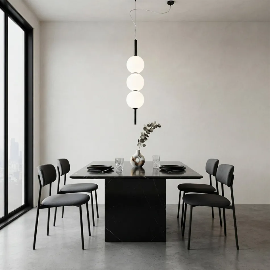 Lumira - Three-Light Vertical Chandelier in Cased Glass Made in Italy Viadurini