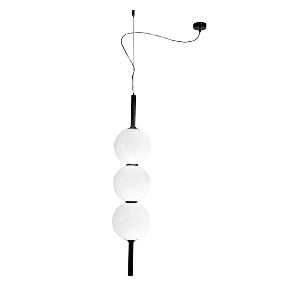 Lumira - Three-Light Vertical Chandelier in Cased Glass Made in Italy Viadurini