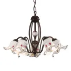 Vintage Chandelier 3 or 5 Lights in Iron and Hand-Decorated Ceramic - Chieti Viadurini