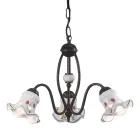 Vintage Chandelier 3 or 5 Lights in Iron and Hand-Decorated Ceramic - Chieti Viadurini