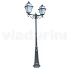 Lamppost 2 Lights Vintage Style in Aluminum and Glass Made in Italy - Vivian Viadurini