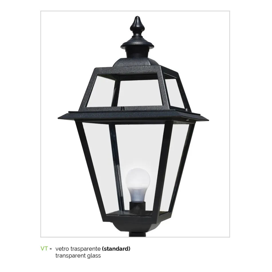 Lamppost 2 Lights Vintage Style in Aluminum and Glass Made in Italy - Vivian Viadurini