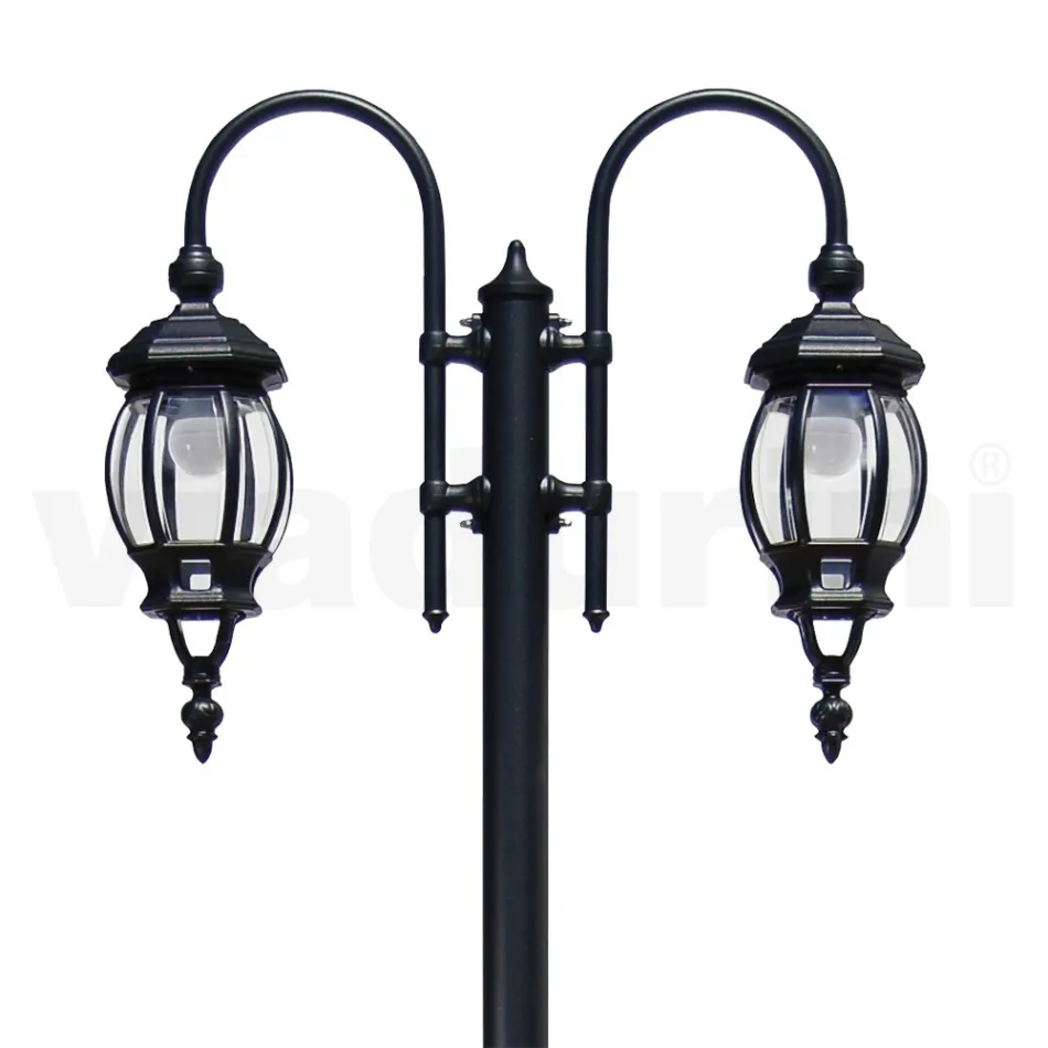 Lamppost 2 Lights Vintage Style in Gray Aluminum Made in Italy - Empire Viadurini