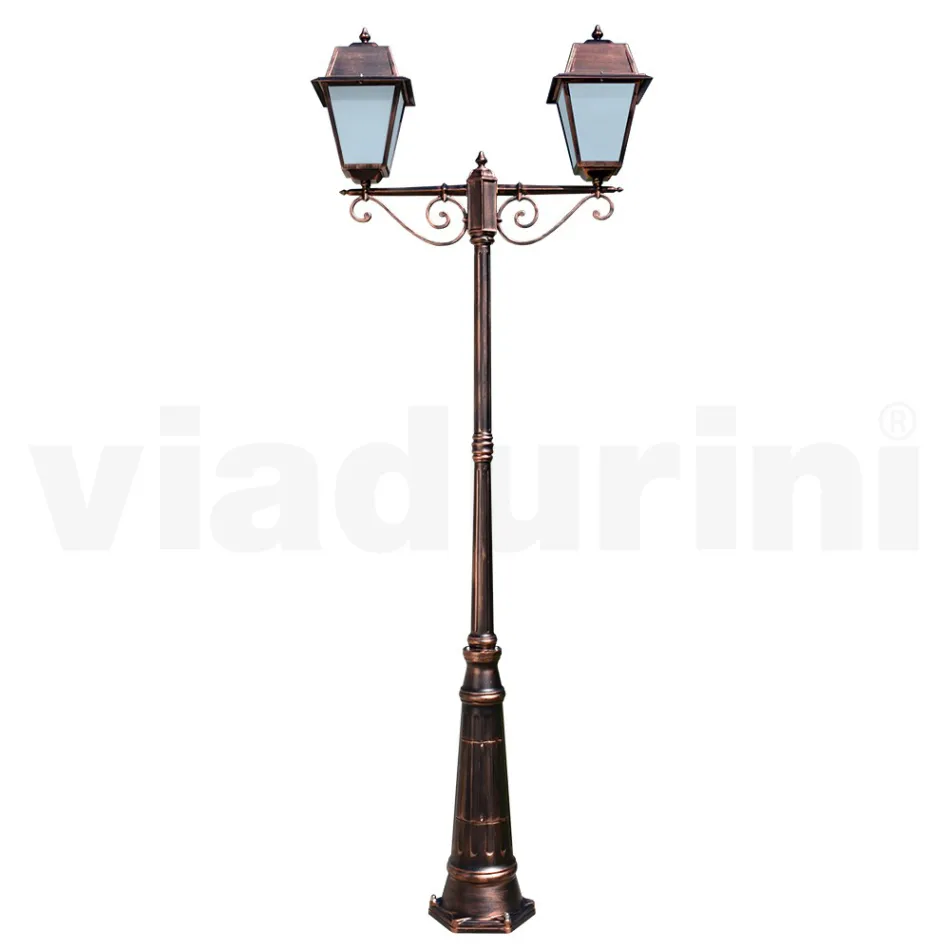 Lamp Post 2 Lights Vintage Style in Aluminum Made in Italy - Doroty Viadurini