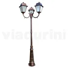 Lamppost 3 Lights Vintage Style in Aluminum and Glass Made in Italy - Doroty Viadurini