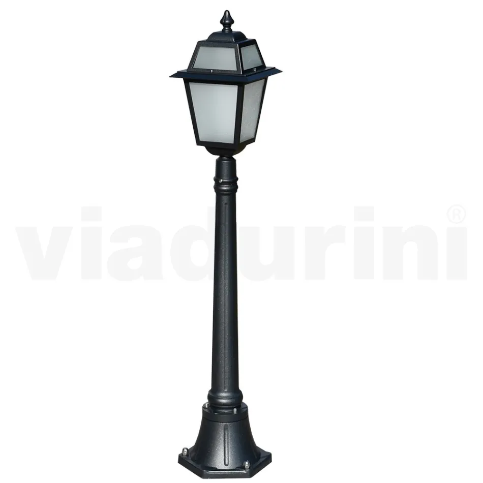 116 cm tall garden lamp in Anthracite Aluminum and Sandblasted Glass - Elric Viadurini