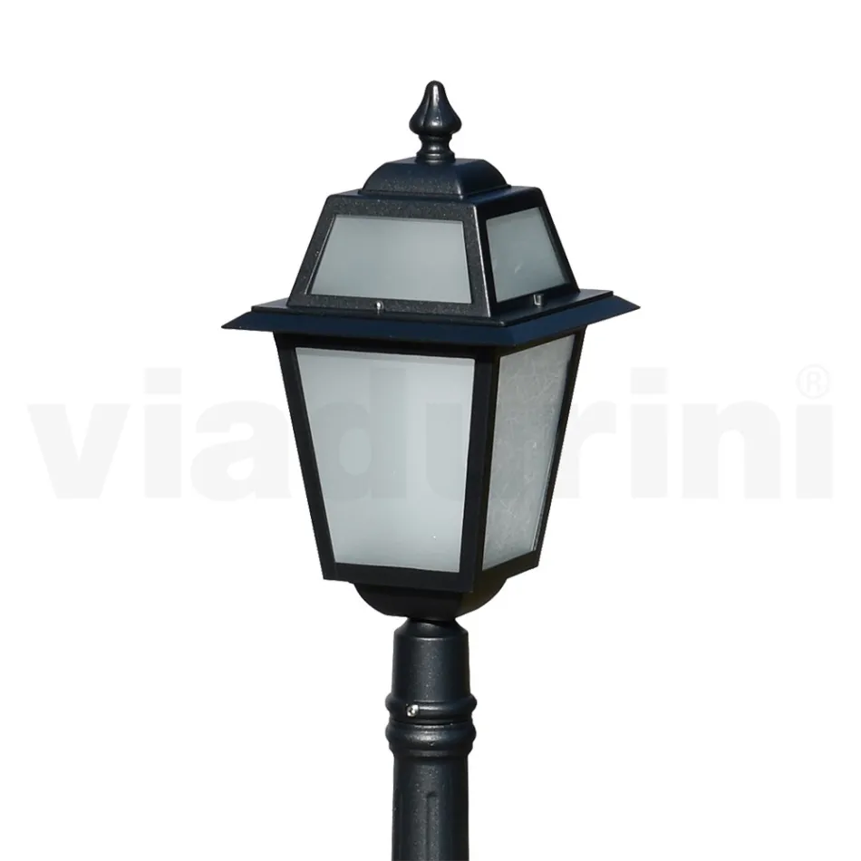 116 cm tall garden lamp in Anthracite Aluminum and Sandblasted Glass - Elric Viadurini
