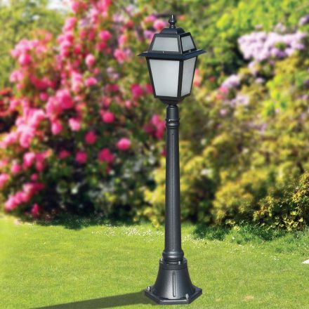 116 cm tall garden lamp in Anthracite Aluminum and Sandblasted Glass - Elric Viadurini