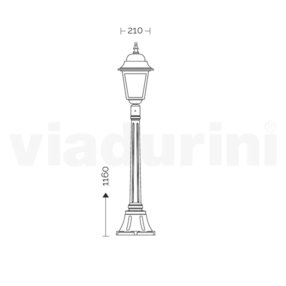 116 cm tall street lamp in Anthracite Glass and Aluminum Made in Italy - Scintilla Viadurini