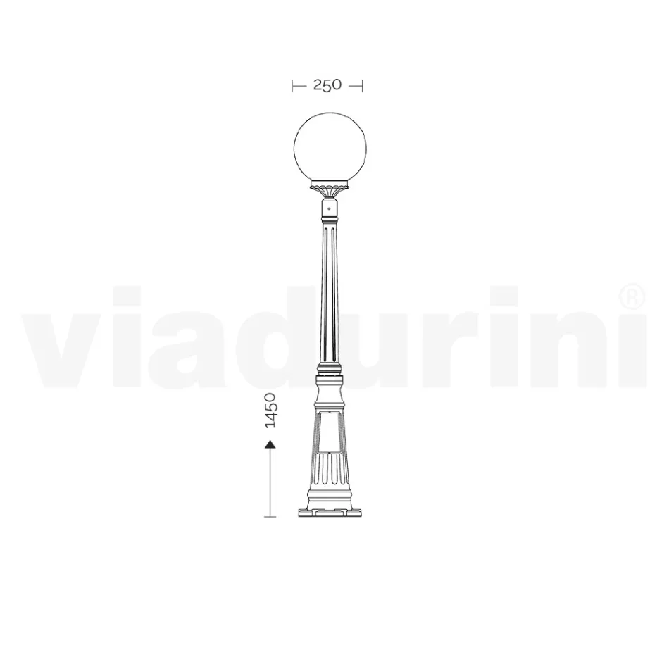 145 cm high street lamp in Acrylic and Anthracite Aluminum Made in Italy - Trovaantracite Viadurini