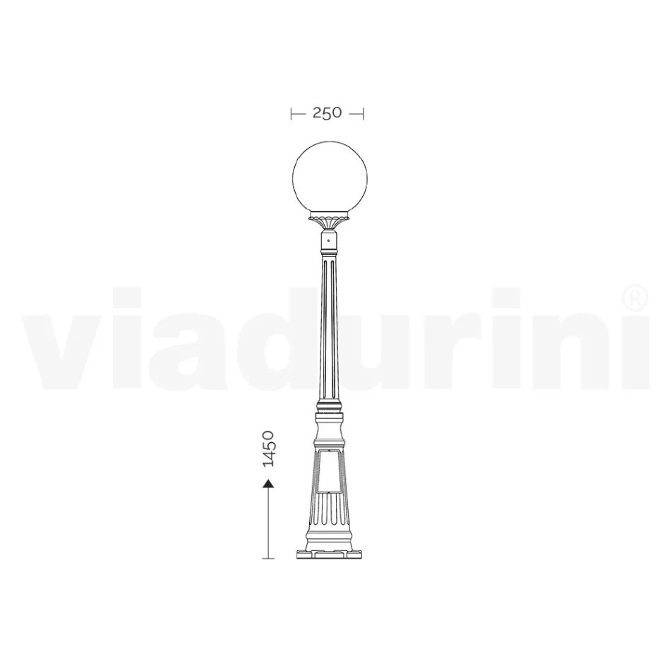 145 cm tall street lamp in black acrylic and aluminum made in Italy - Trovanero Viadurini