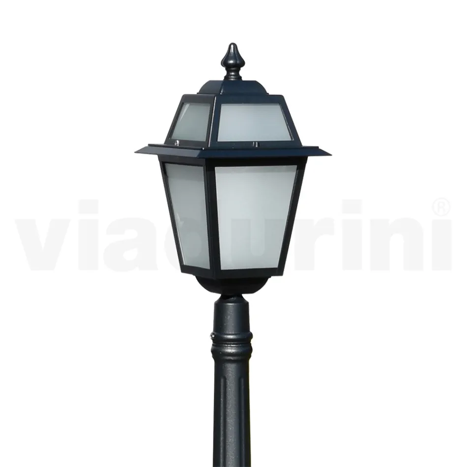 152 cm tall garden lamp in Anthracite Aluminum and Sandblasted Glass - Elric Viadurini