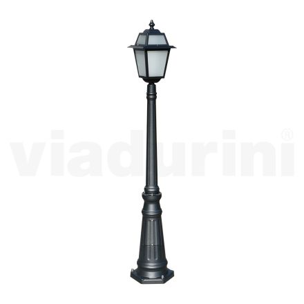 152 cm high garden lamp in Anthracite Aluminum and Sandblasted Glass - Elric Viadurini