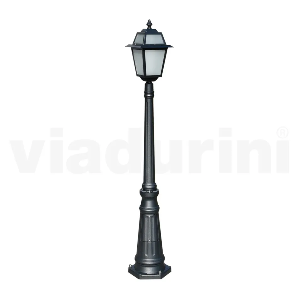 152 cm high garden lamp in Anthracite Aluminum and Sandblasted Glass - Elric Viadurini