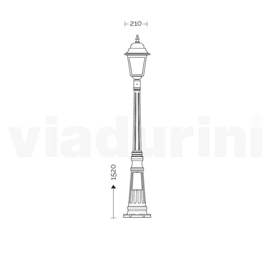 152 cm tall street lamp in Anthracite Glass and Aluminum Made in Italy - Scintilla Viadurini