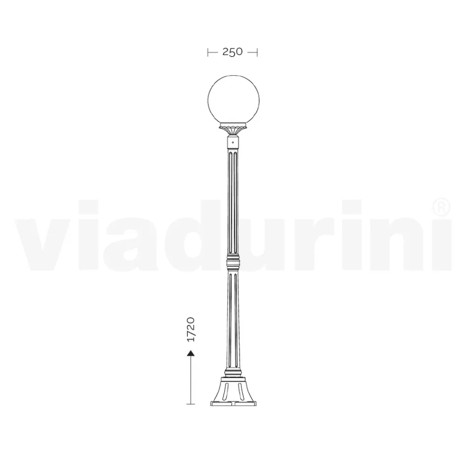172 cm tall street lamp in black acrylic and aluminum made in Italy - Trovanero Viadurini