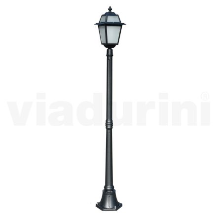 Garden lamppost 178 cm high in Anthracite Aluminum and Sandblasted Glass - Elric Viadurini