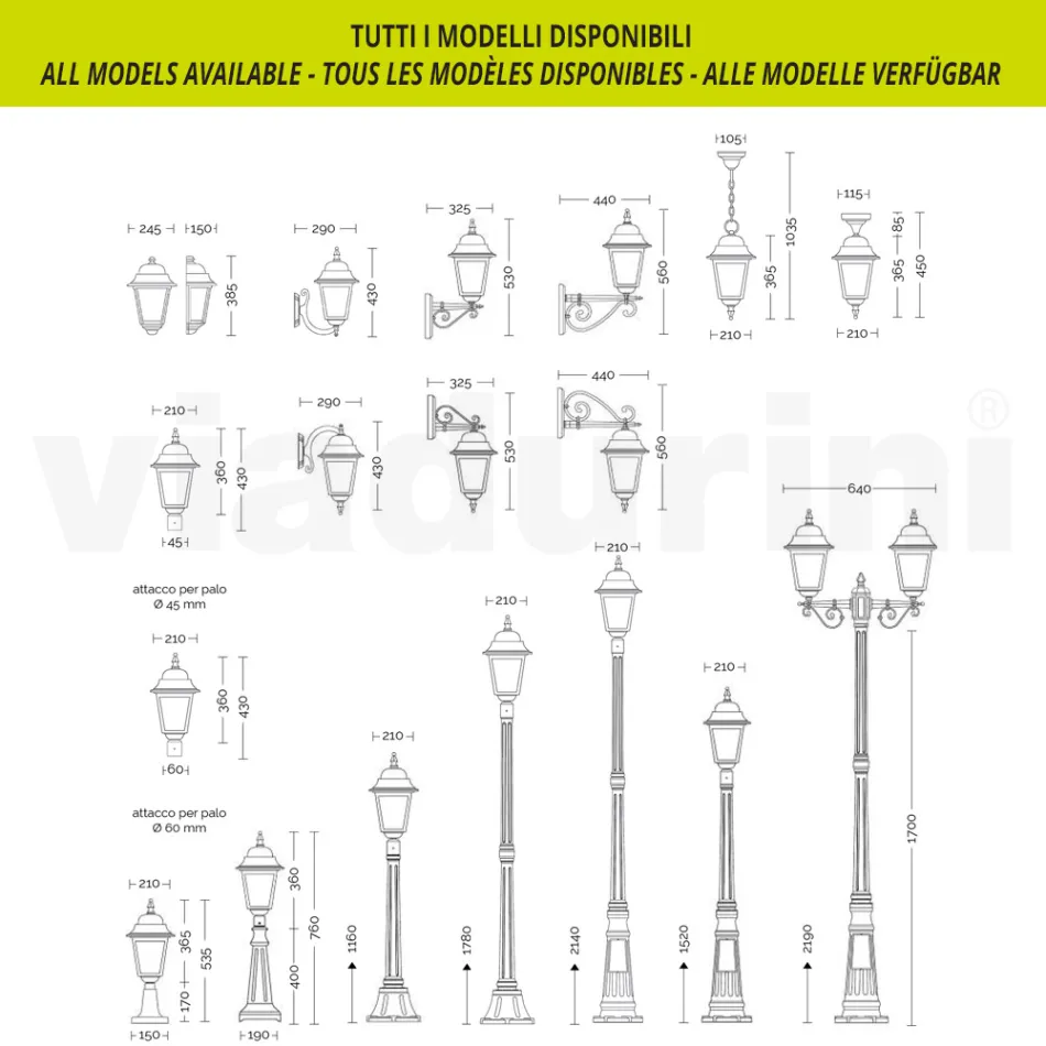 178 cm tall street lamp in Anthracite Glass and Aluminum Made in Italy - Scintilla Viadurini