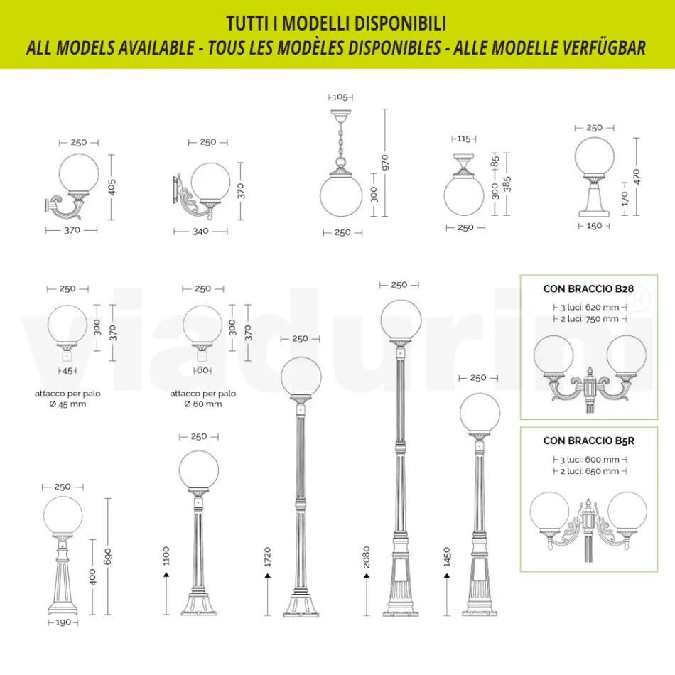 200 cm high street lamp in Acrylic and Anthracite Aluminum Made in Italy - Trovaantracite Viadurini