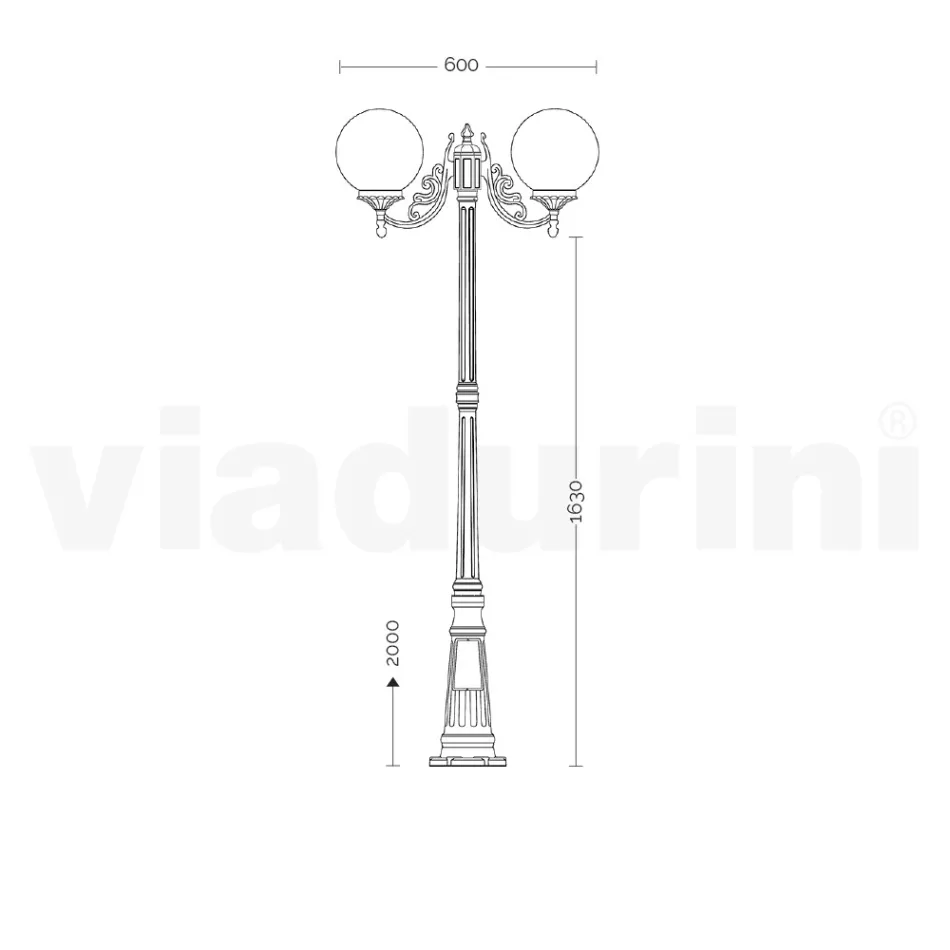 200 cm high street lamp in Acrylic and Anthracite Aluminum Made in Italy - Trovaantracite Viadurini