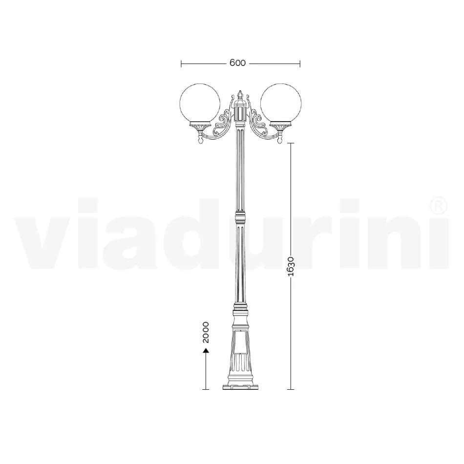 200 cm tall street lamp in white acrylic and aluminum made in Italy - Trovabianco Viadurini