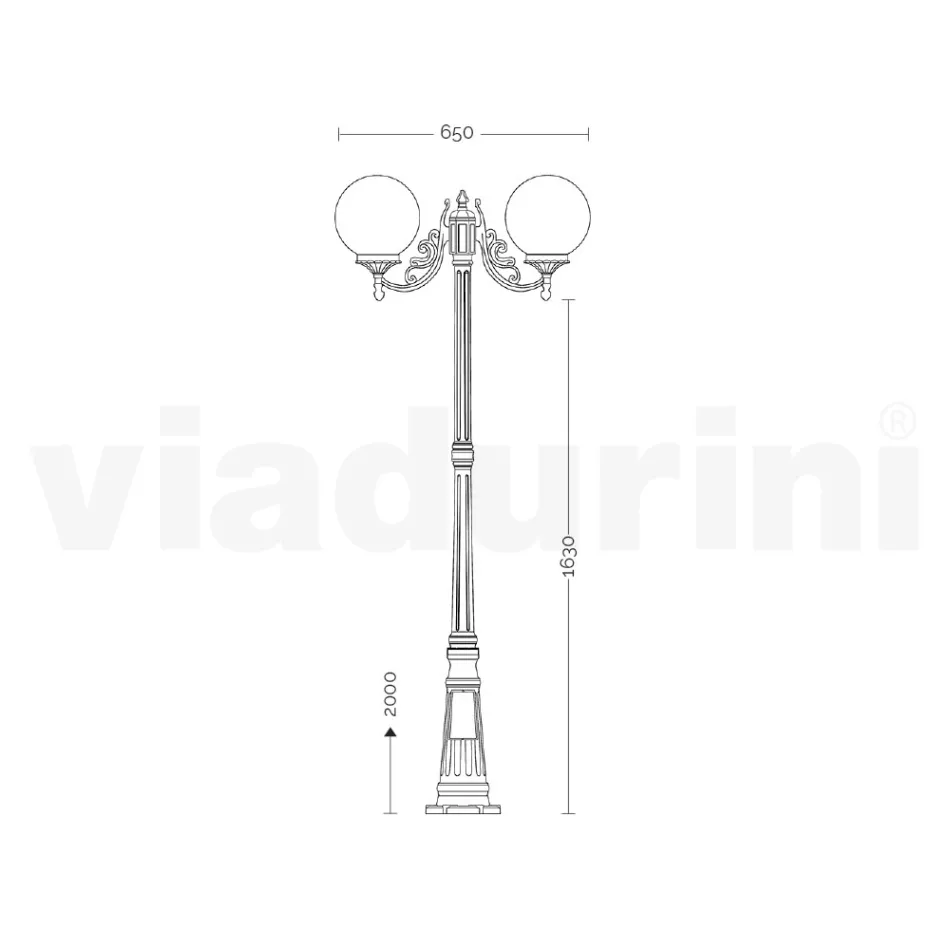 200 cm tall street lamp in black acrylic and aluminum made in Italy - Trovanero Viadurini