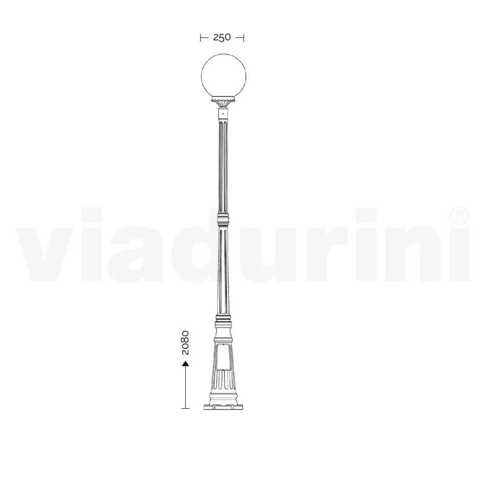 208 cm tall street lamp in white acrylic and aluminum made in Italy - Trovabianco Viadurini