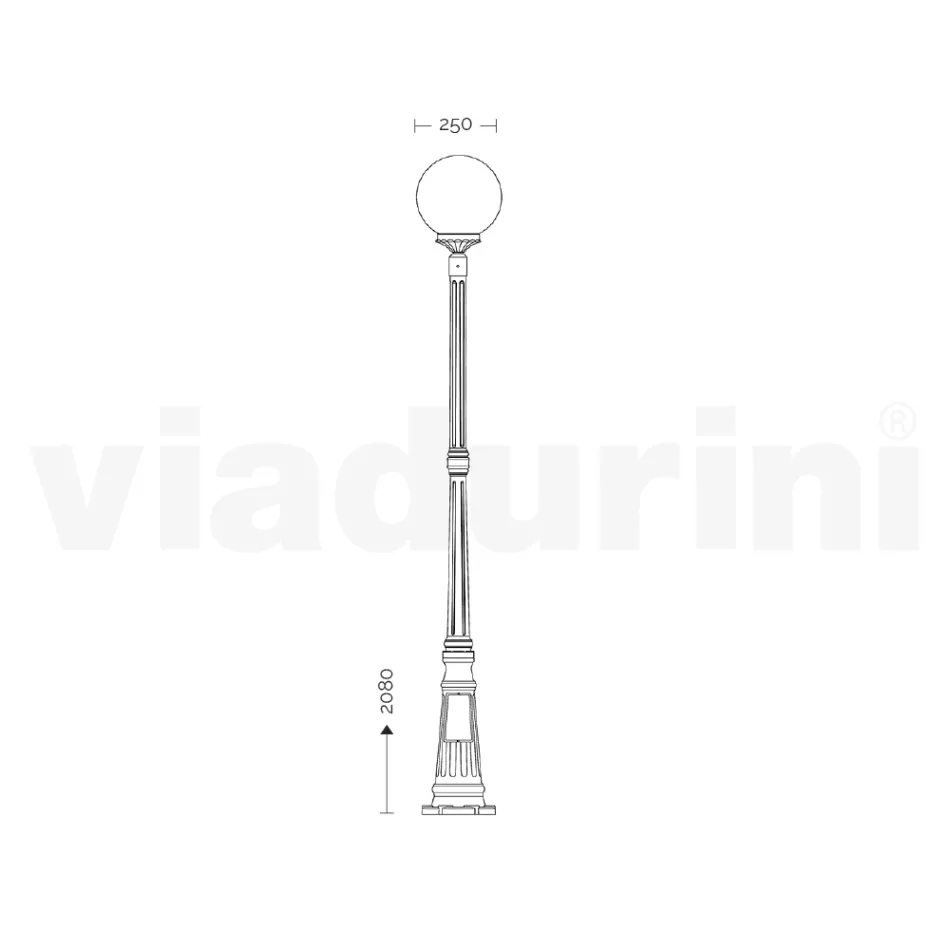 208 cm tall street lamp in black acrylic and aluminum made in Italy - Trovanero Viadurini