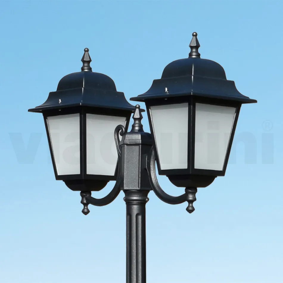 208 cm tall street lamp in Anthracite Glass and Aluminum Made in Italy - Scintilla Viadurini