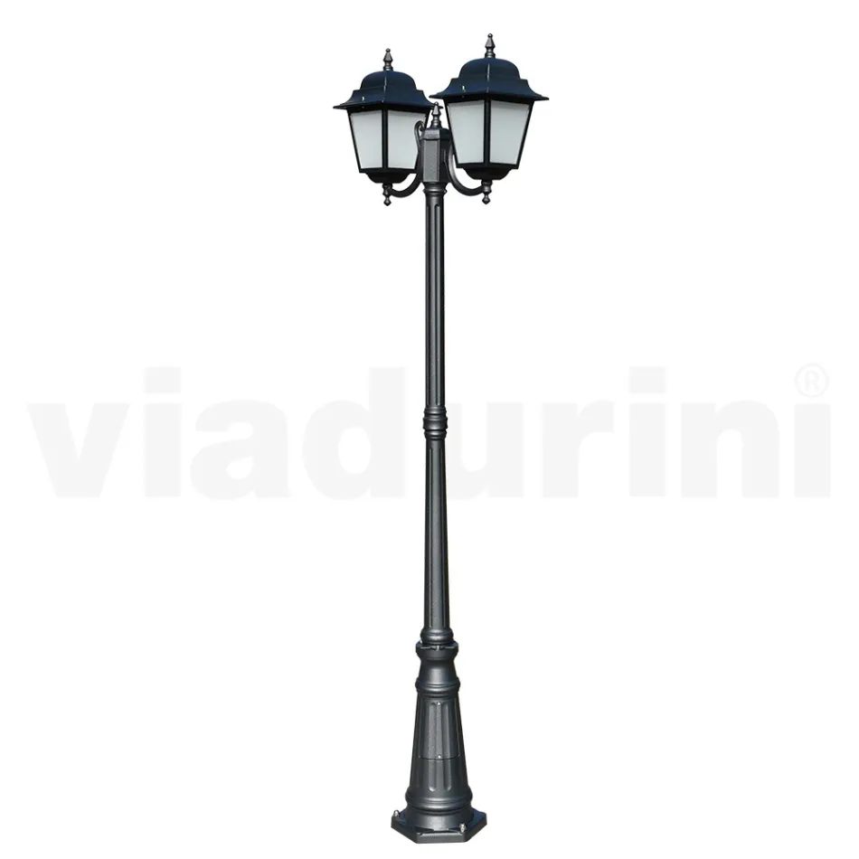 208 cm tall street lamp in Anthracite Glass and Aluminum Made in Italy - Scintilla Viadurini