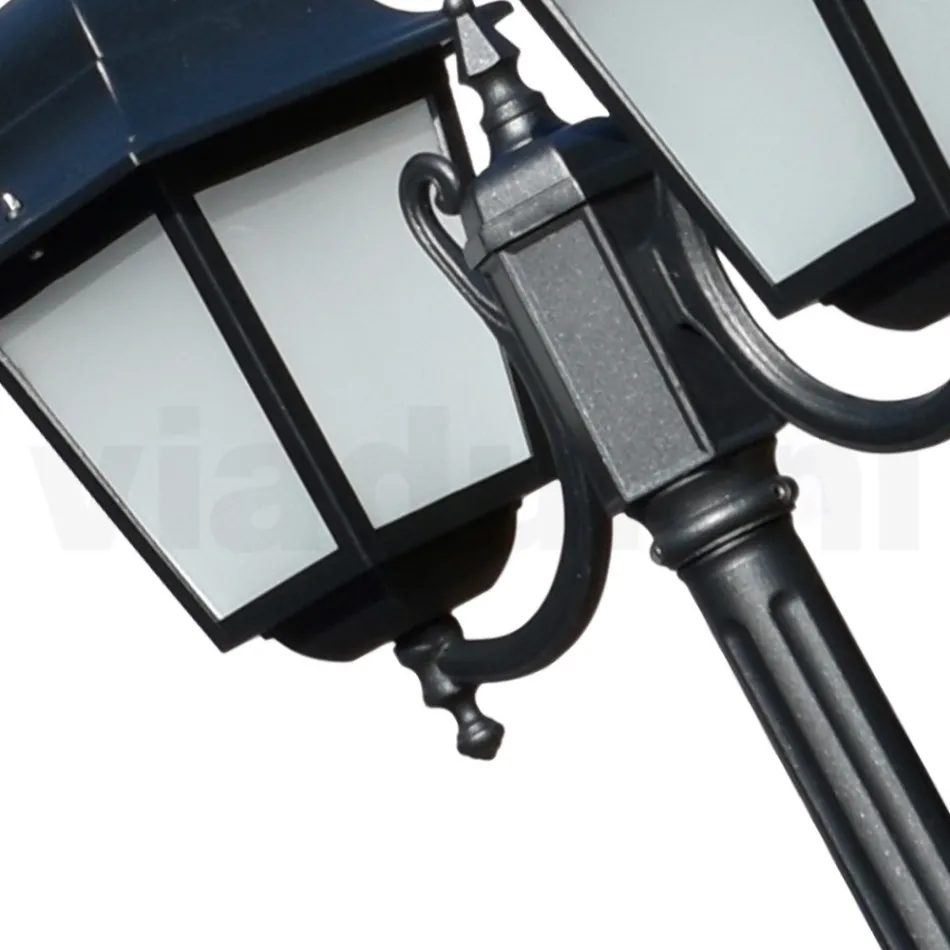 208 cm tall street lamp in Anthracite Glass and Aluminum Made in Italy - Scintilla Viadurini