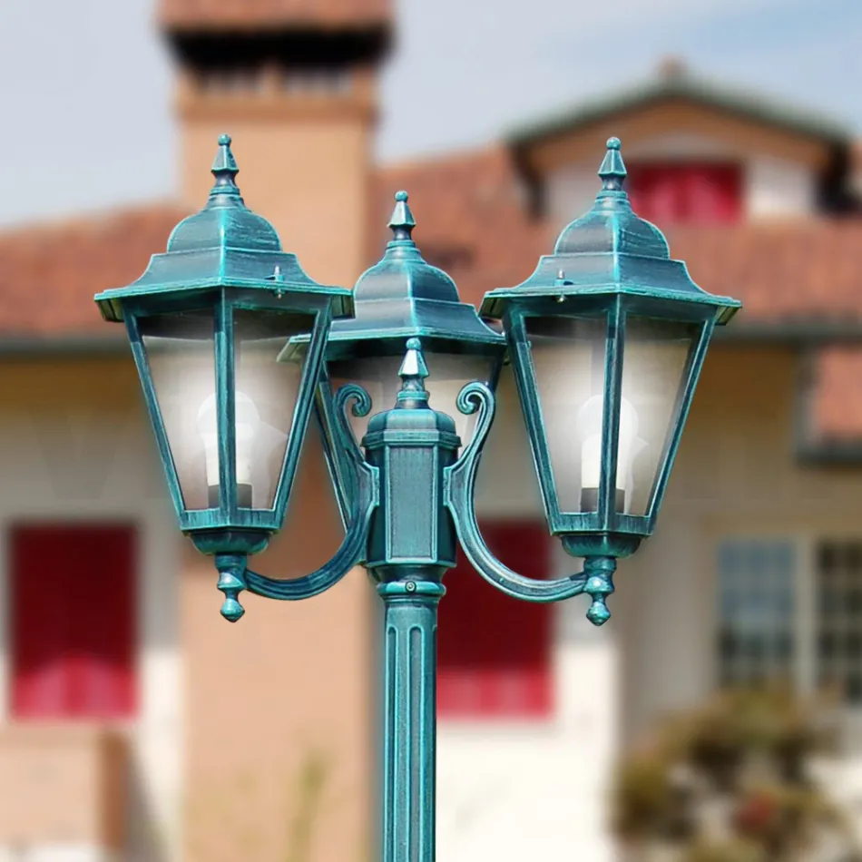 211 cm tall garden lamp in glass and 5 aluminum finishes - Pinako Viadurini