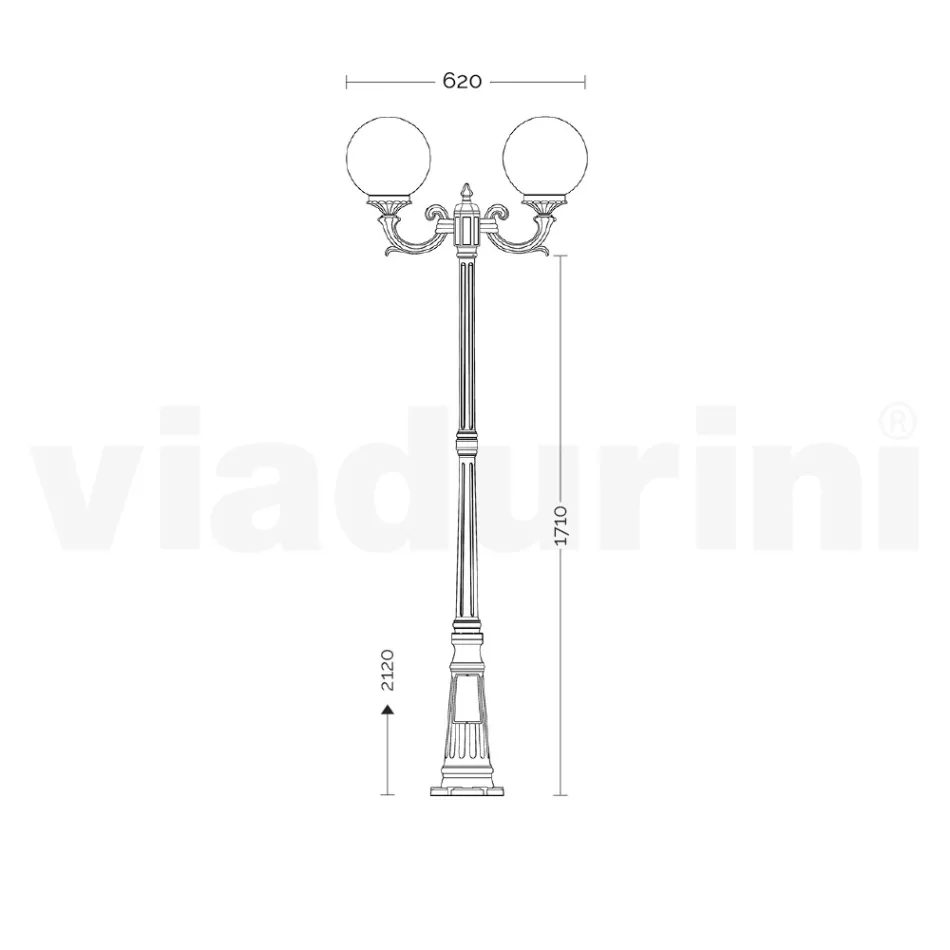 212 cm tall street lamp in Acrylic and Anthracite Aluminum Made in Italy - Trovaantracite Viadurini