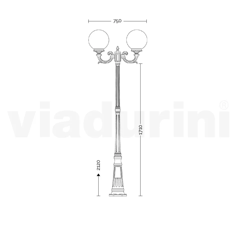212 cm tall street lamp in white acrylic and aluminum made in Italy - Trovabianco Viadurini