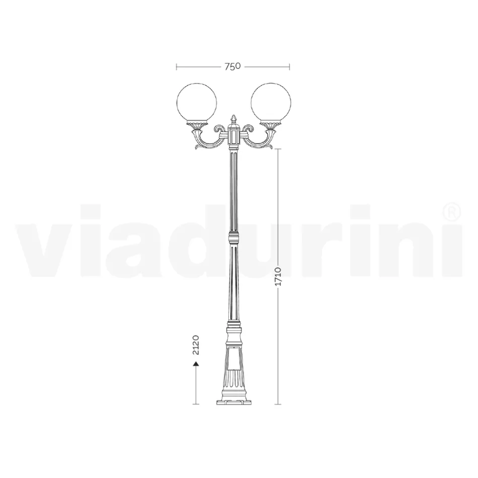 212 cm tall street lamp in black acrylic and aluminum made in Italy - Trovanero Viadurini
