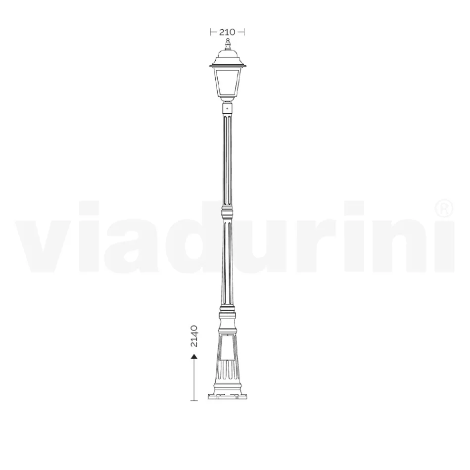 214 cm tall street lamp in Anthracite Glass and Aluminum Made in Italy - Scintilla Viadurini