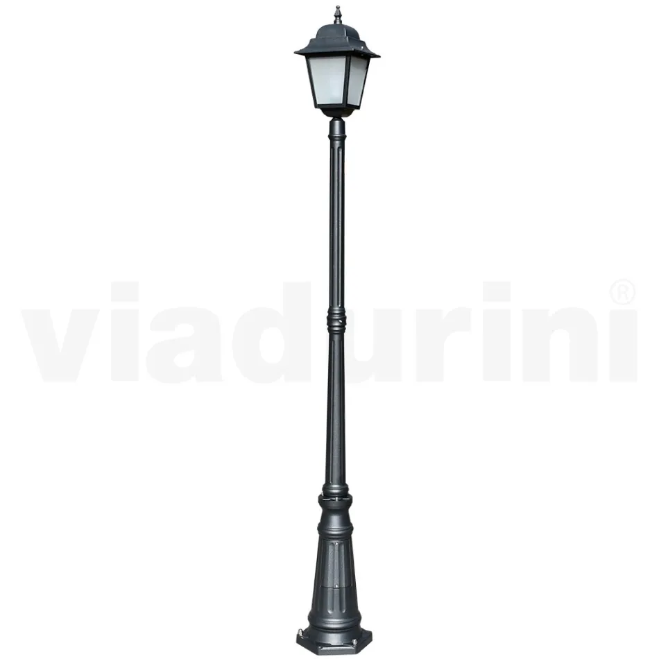 214 cm tall street lamp in Anthracite Glass and Aluminum Made in Italy - Scintilla Viadurini