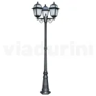 Garden lamppost 219 cm high in Anthracite Aluminum and Sandblasted Glass - Elric Viadurini