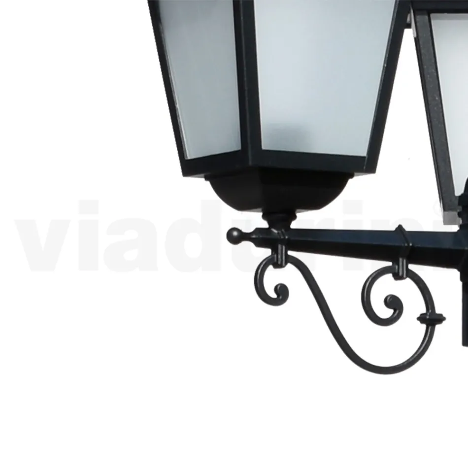 Garden lamppost 219 cm high in Anthracite Aluminum and Sandblasted Glass - Elric Viadurini
