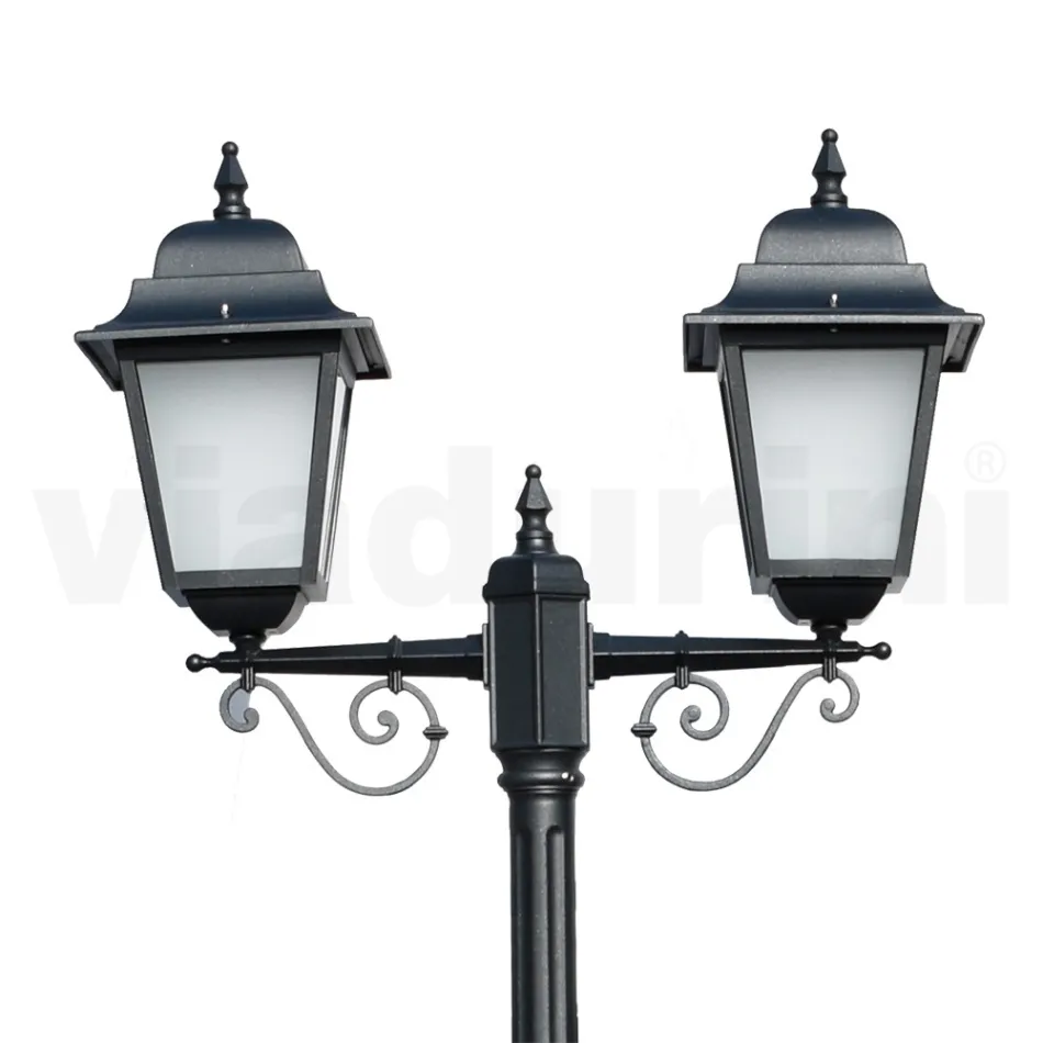 219 cm tall street lamp in Anthracite Glass and Aluminum Made in Italy - Scintilla Viadurini